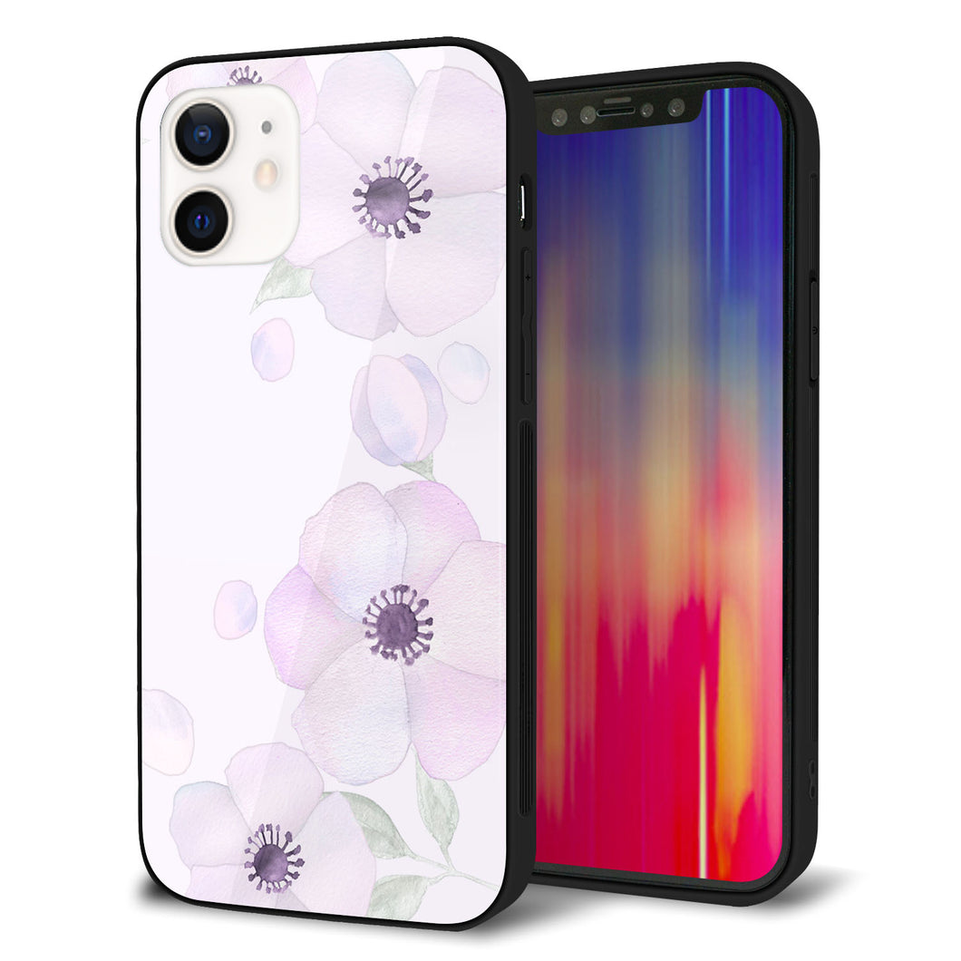 iPhone12 強化ガラス&TPUスマホケース ガラプリ【SC950 ドゥ・フルール(パウダーバイオレット)】