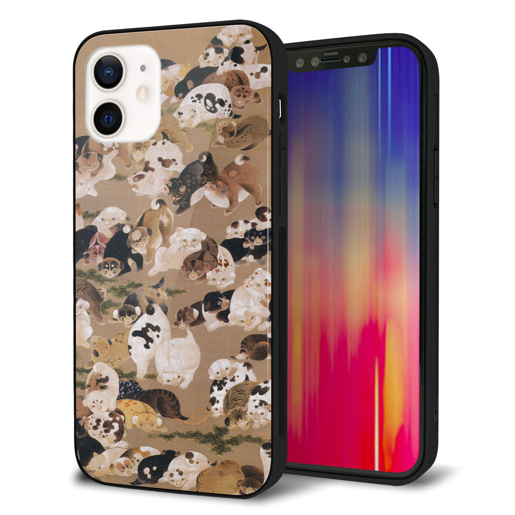 iPhone12 強化ガラス&TPUスマホケース ガラプリ【TA008 百犬】