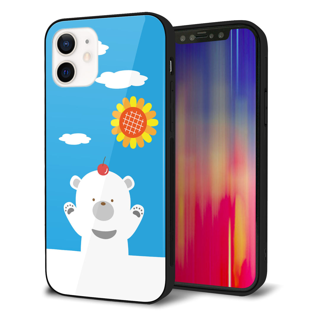iPhone12 強化ガラス&TPUスマホケース ガラプリ【TA017 夏くま】