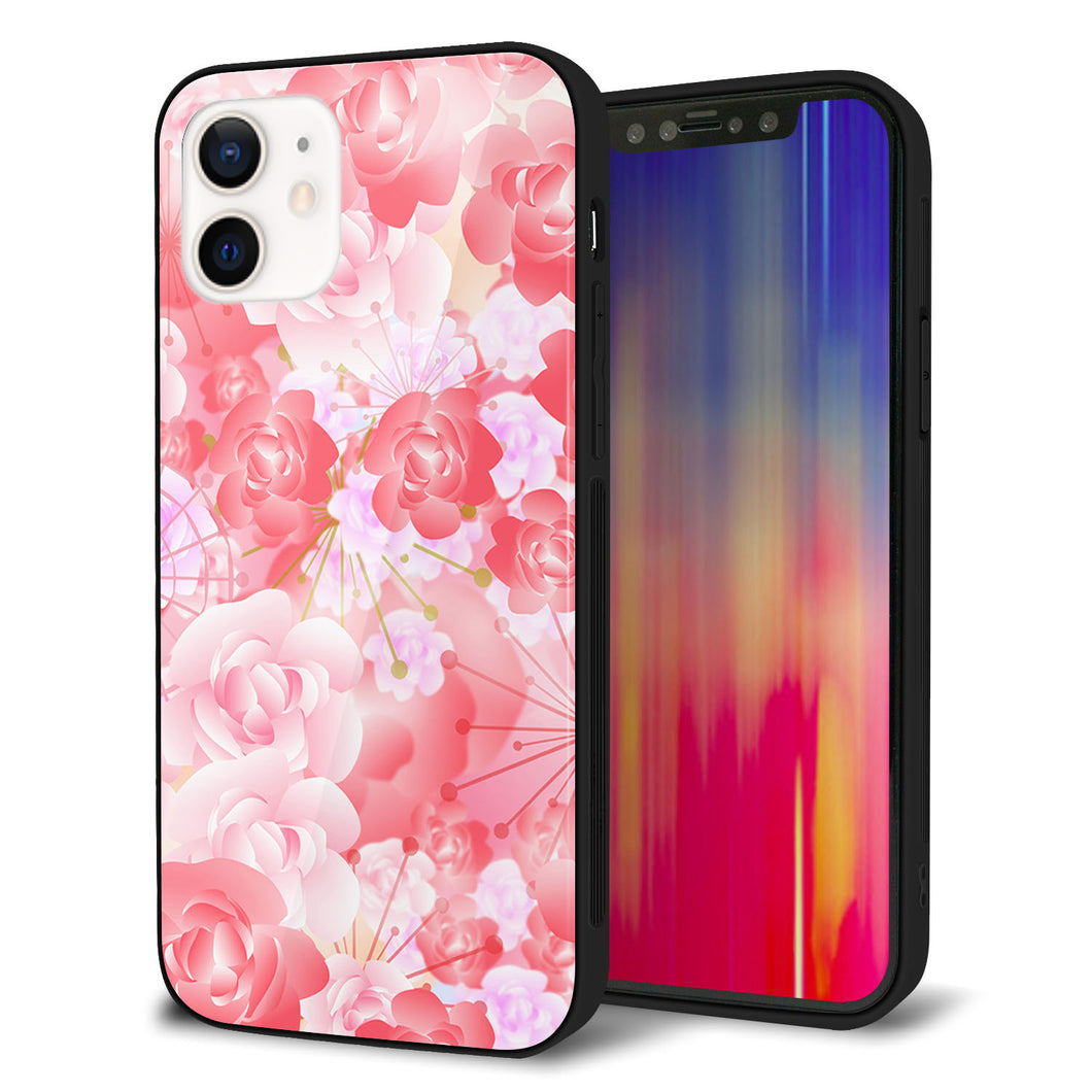 iPhone12 強化ガラス&TPUスマホケース ガラプリ【VA817 はんなり色の華】