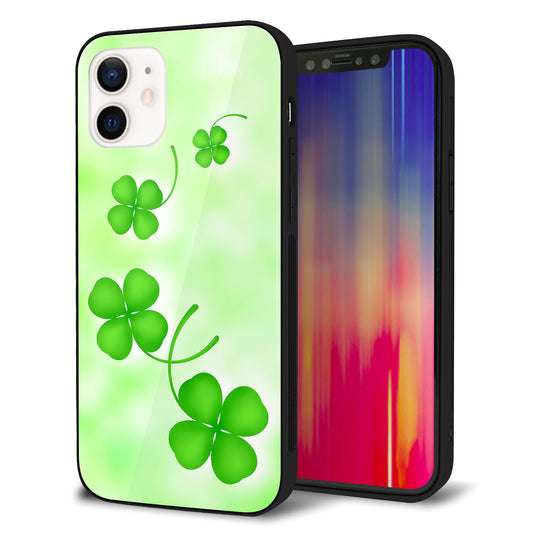iPhone 12 強化ガラス&TPUスマホケース ガラプリ【VA819 まいおりる幸運】