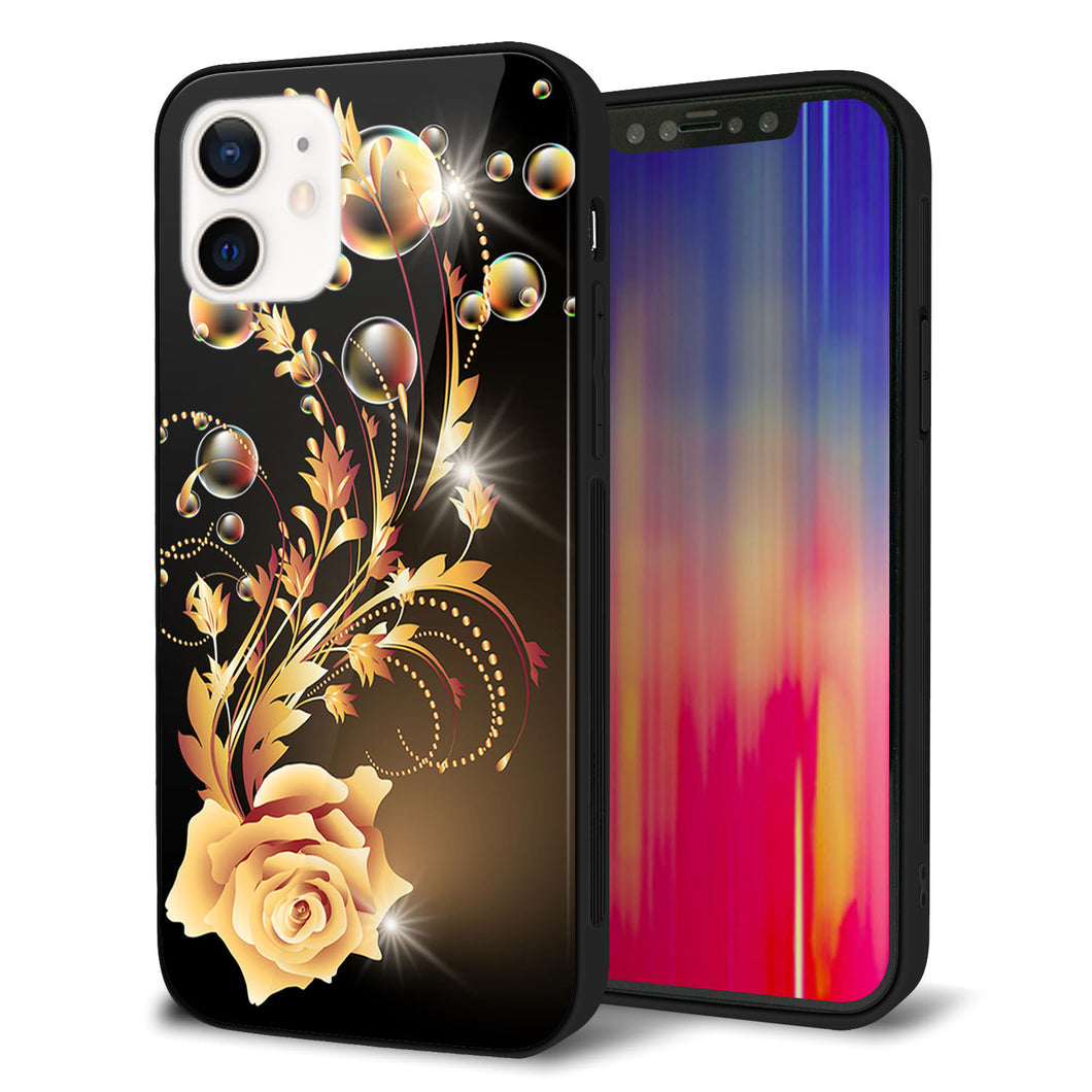 iPhone12 強化ガラス&TPUスマホケース ガラプリ【VA823 気高きバラ】