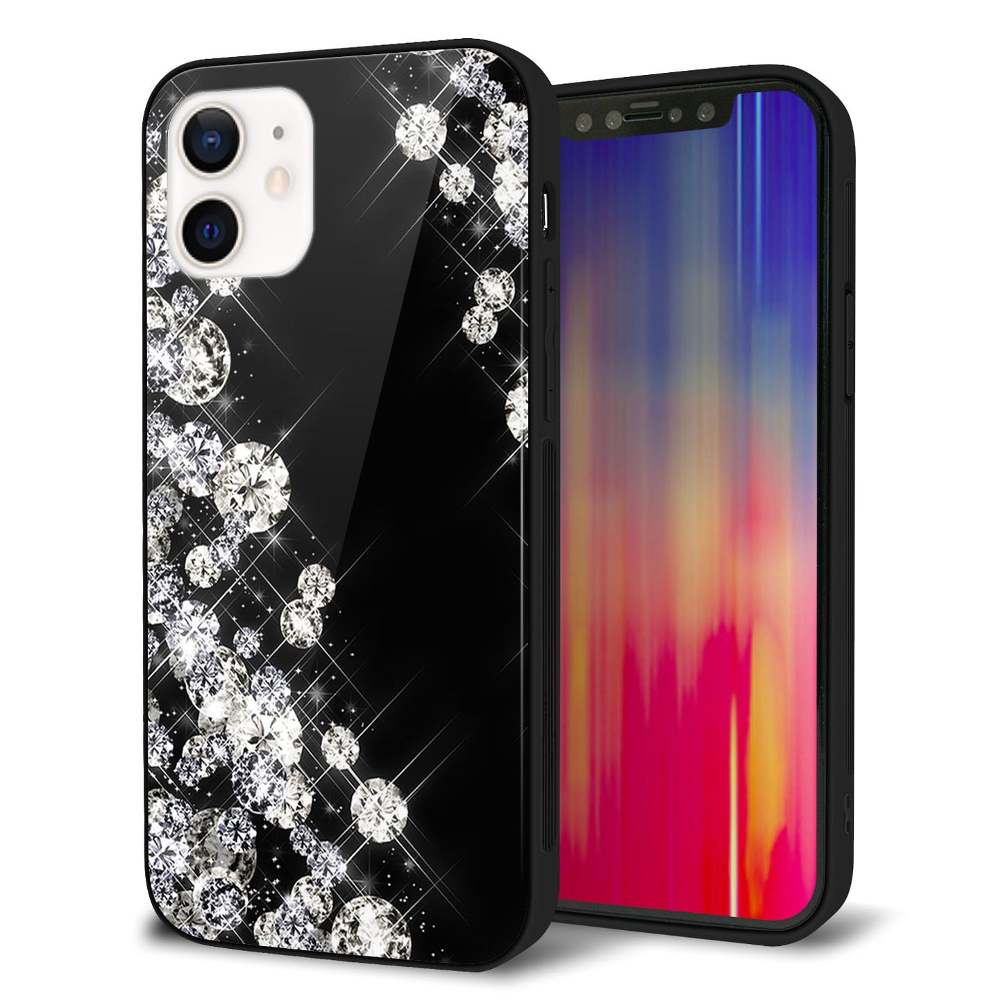 iPhone12 強化ガラス&TPUスマホケース ガラプリ【VA871 ダイヤモンドフレーム】