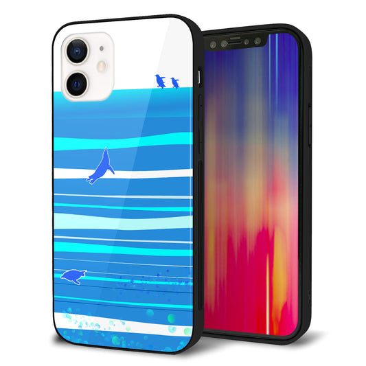 iPhone 12 強化ガラス&TPUスマホケース ガラプリ【YB920 ペンギン01】