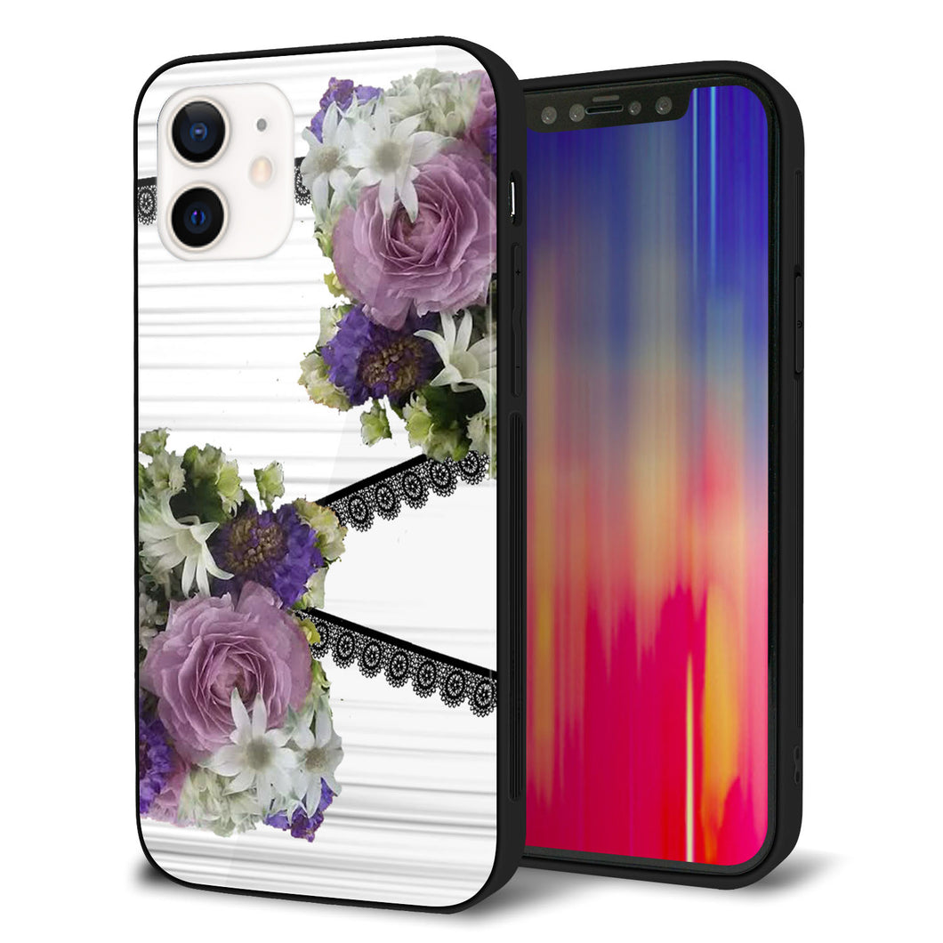 iPhone12 強化ガラス&TPUスマホケース ガラプリ【YI888 フラワー9】
