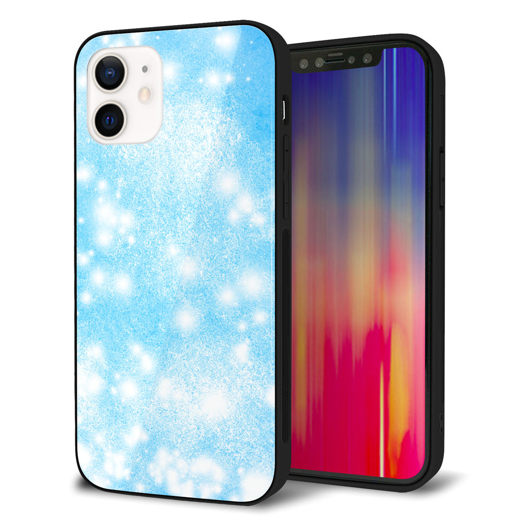 iPhone12 強化ガラス&TPUスマホケース ガラプリ【YJ289 デザインブルー】