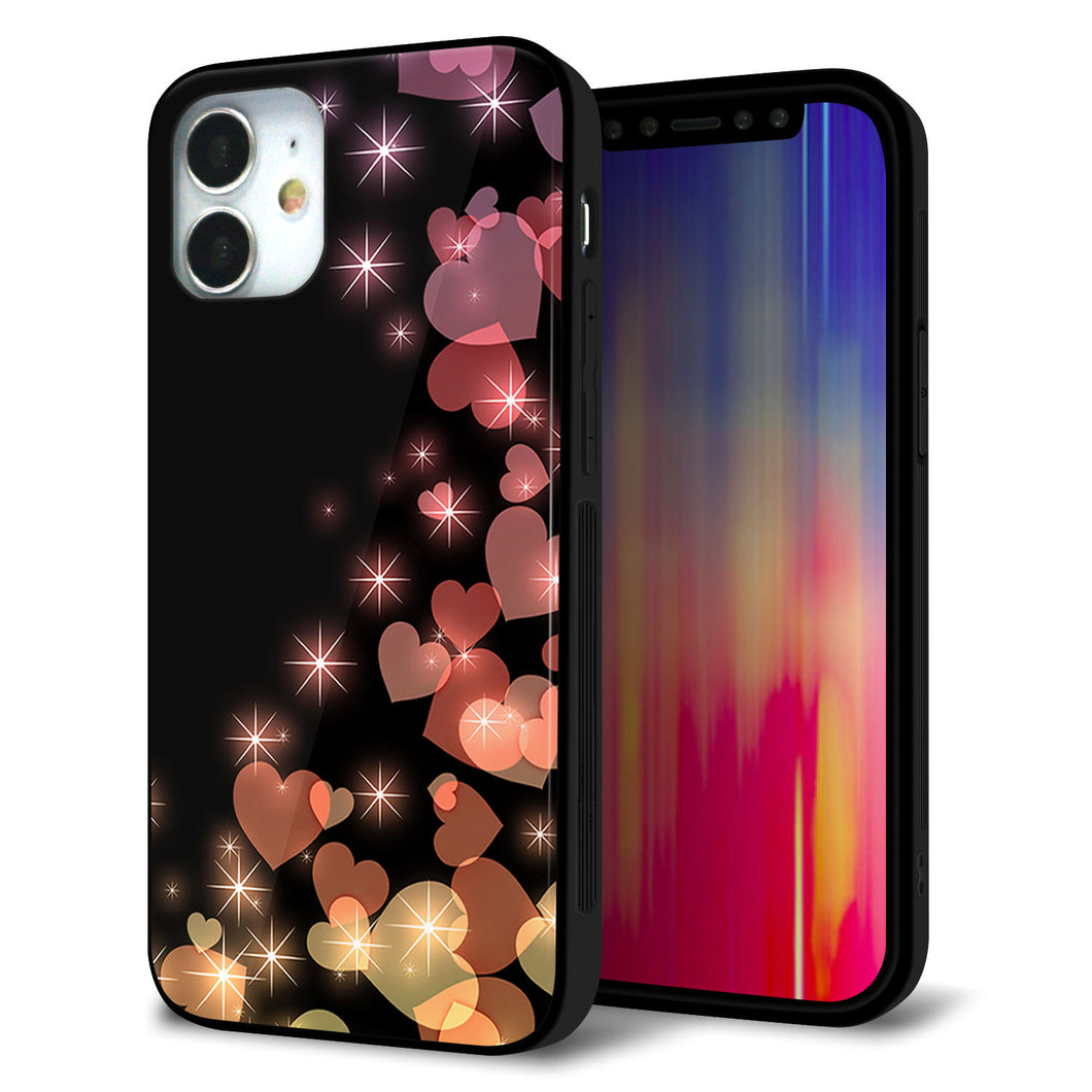 iPhone12 mini 強化ガラス&TPUスマホケース ガラプリ【020 夜のきらめきハート】