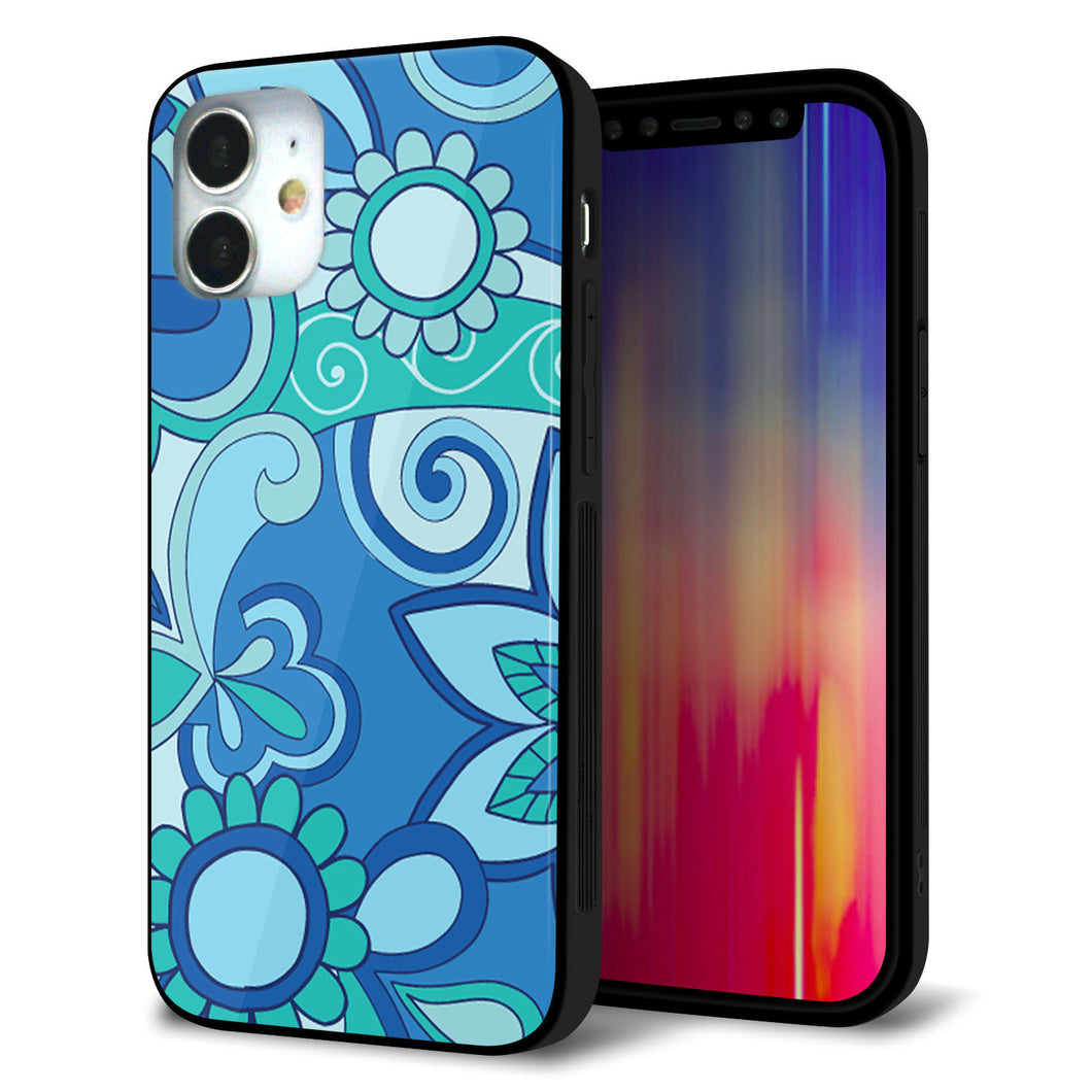 iPhone12 mini 強化ガラス&TPUスマホケース ガラプリ【409 ブルーミックス】