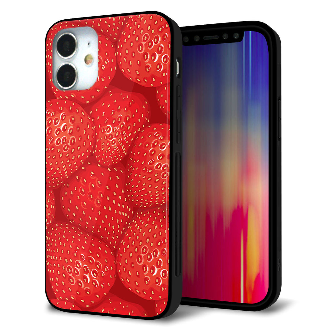 iPhone12 mini 強化ガラス&TPUスマホケース ガラプリ【444 ストロベリーウォール】