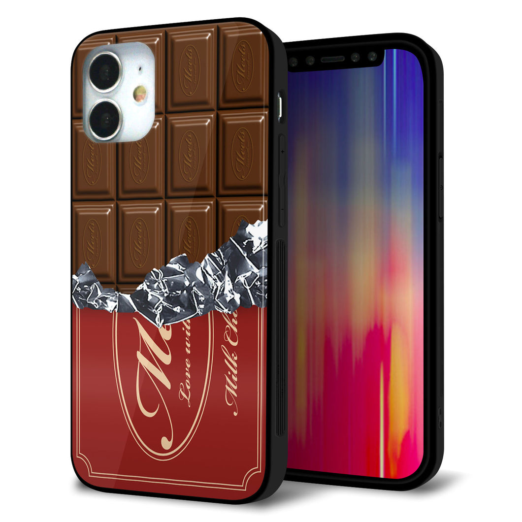 iPhone12 mini 強化ガラス&TPUスマホケース ガラプリ【535 板チョコ-エンジ包装】