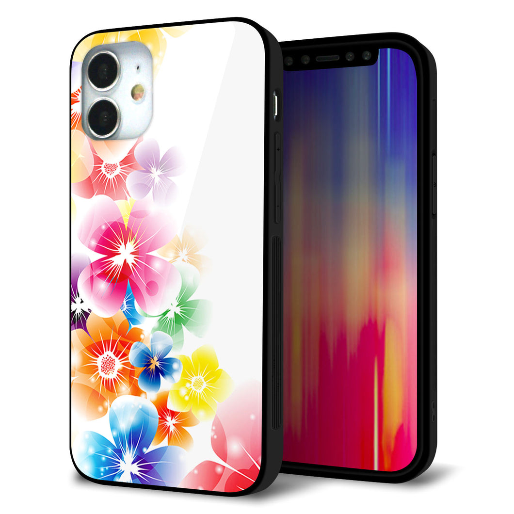 iPhone12 mini 強化ガラス&TPUスマホケース ガラプリ【1209 光と花】