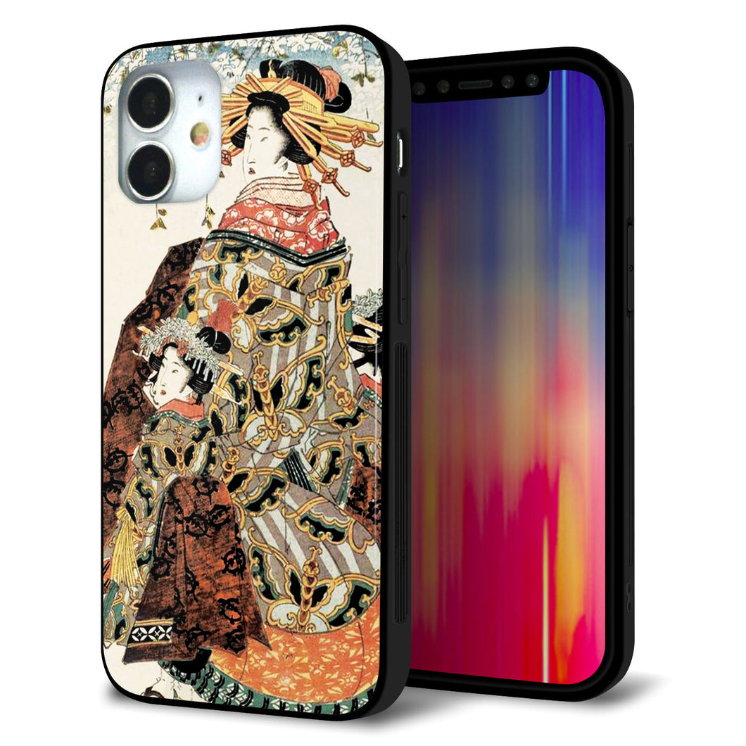 iPhone12 mini 強化ガラス&TPUスマホケース ガラプリ【MA967 花魁 C】