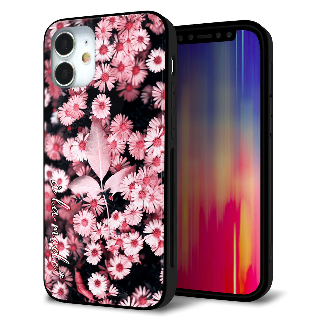 iPhone12 mini 強化ガラス&TPUスマホケース ガラプリ【MA993 フラワーB】