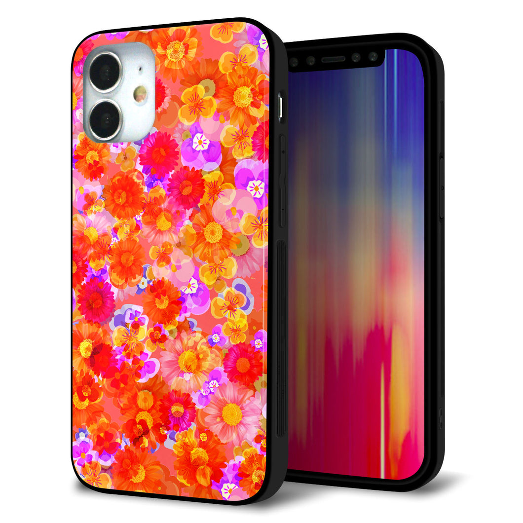 iPhone12 mini 強化ガラス&TPUスマホケース ガラプリ【SC871 リバティプリント フルールドパルファン(レッド)】