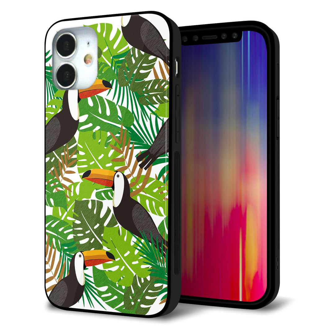 iPhone12 mini 強化ガラス&TPUスマホケース ガラプリ【SC894 ボタニカル トロピカルバード】