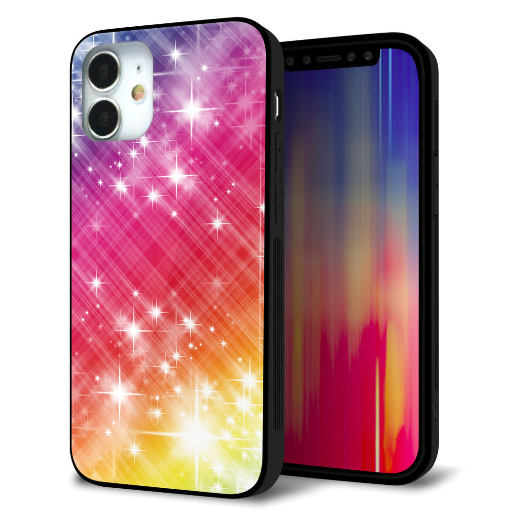 iPhone12 mini 強化ガラス&TPUスマホケース ガラプリ【VA872 レインボーフレーム】