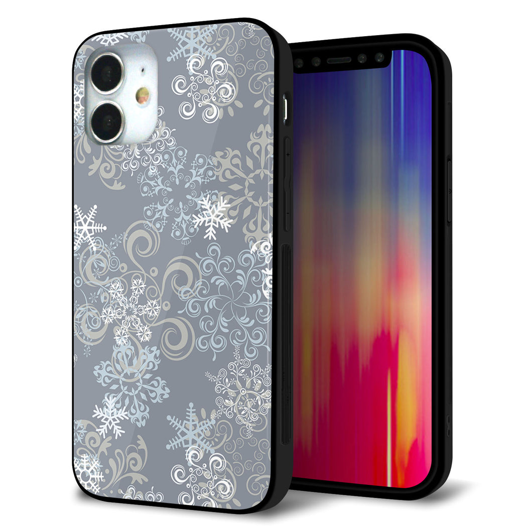 iPhone12 mini 強化ガラス&TPUスマホケース ガラプリ【XA801 雪の結晶】