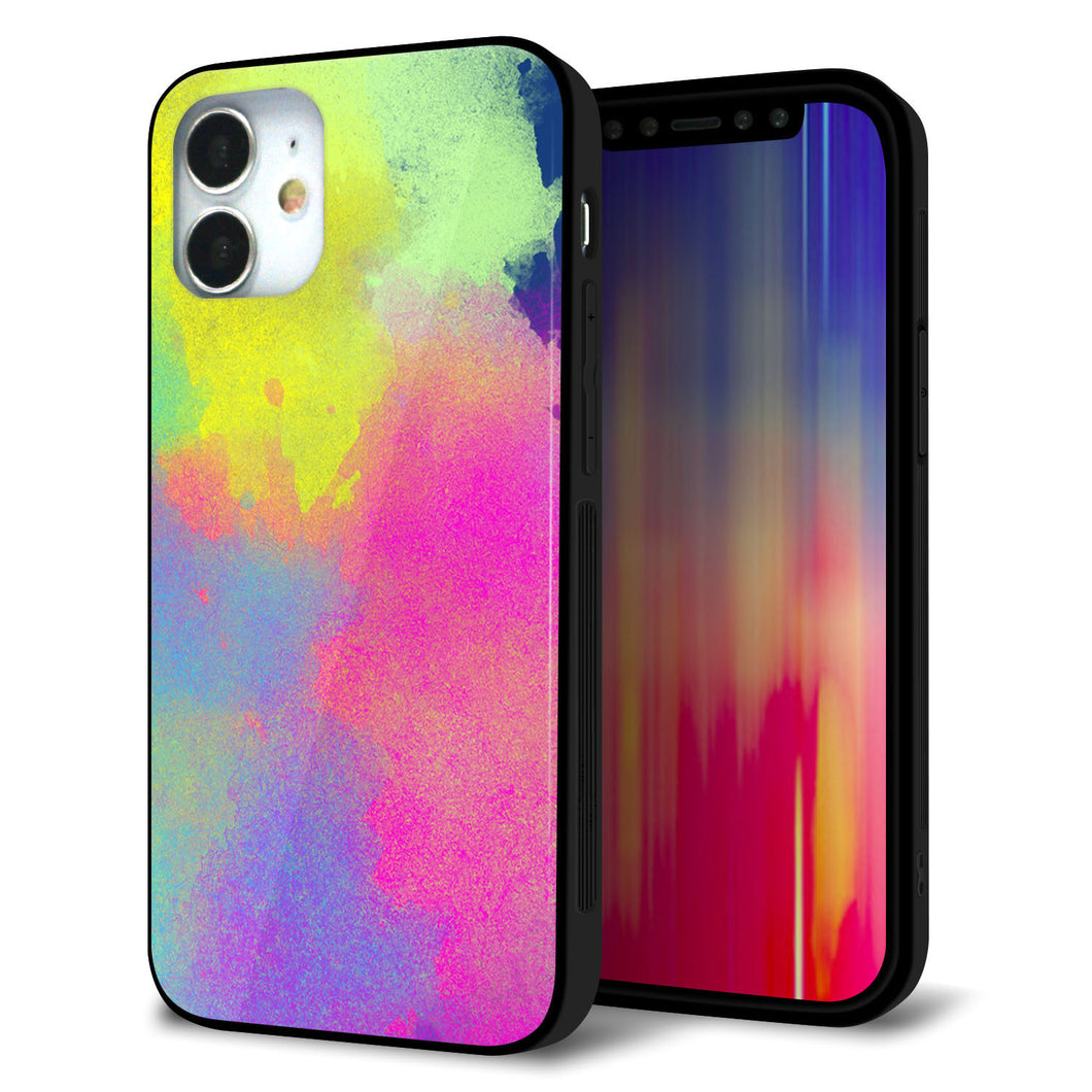 iPhone12 mini 強化ガラス&TPUスマホケース ガラプリ【YJ294 デザイン色彩】