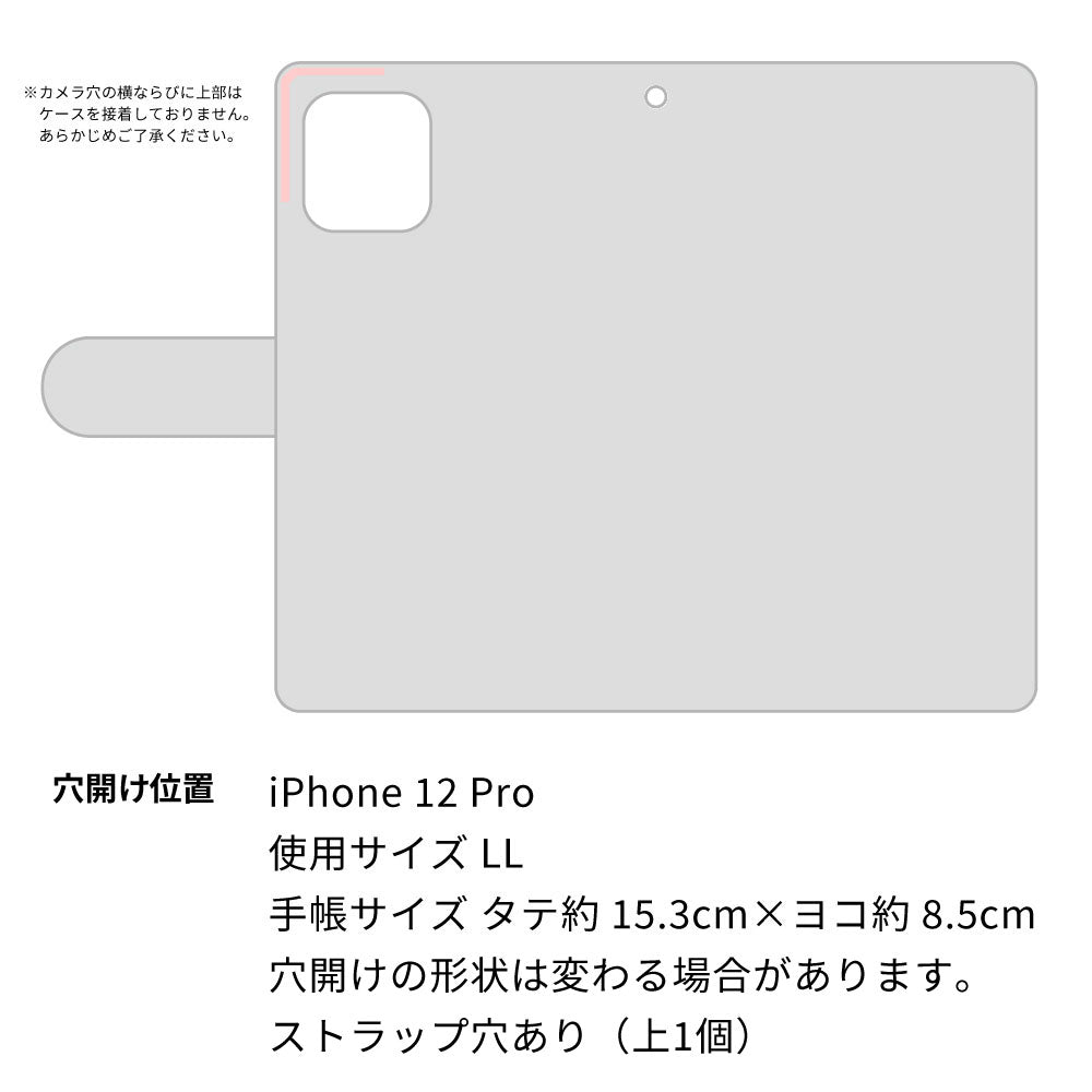 iPhone12 Pro クリアプリントブラックタイプ 手帳型ケース