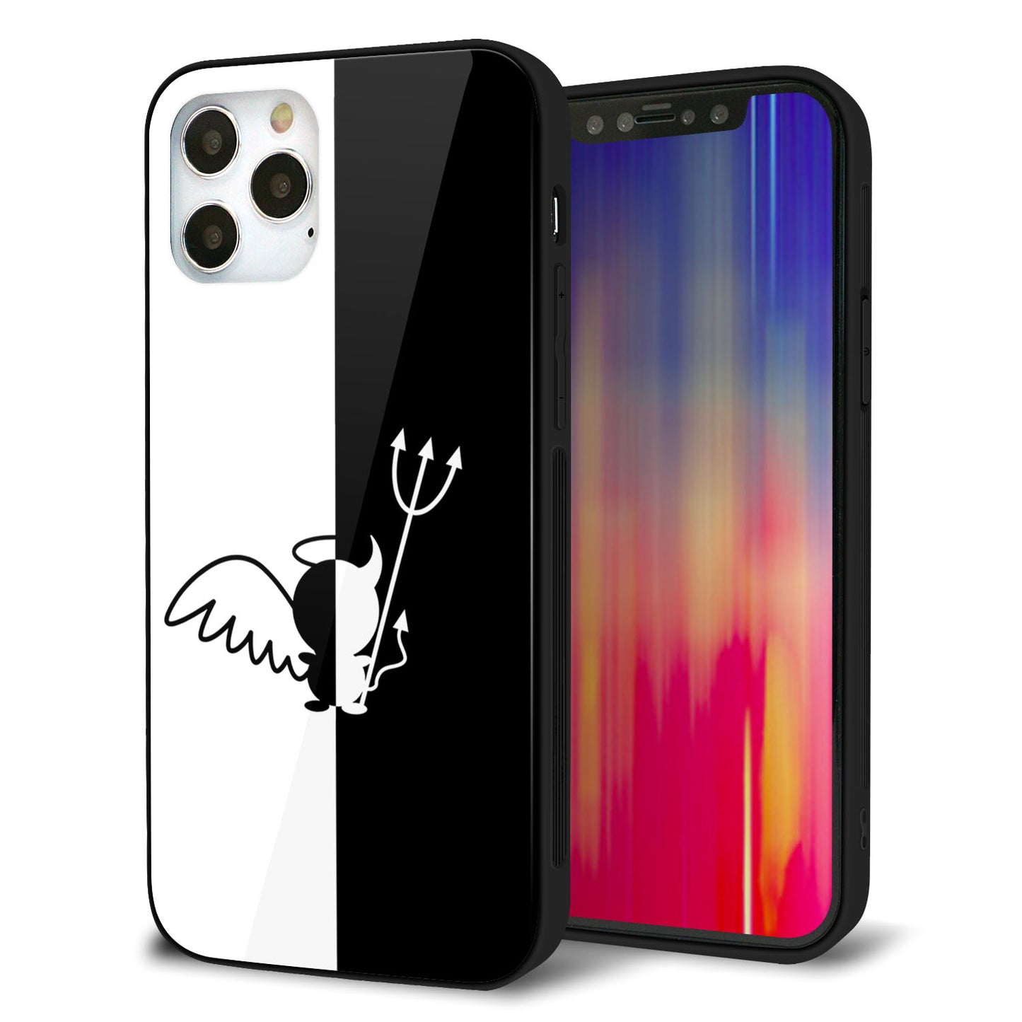iPhone12 Pro 強化ガラス&TPUスマホケース ガラプリ【027 ハーフデビット】