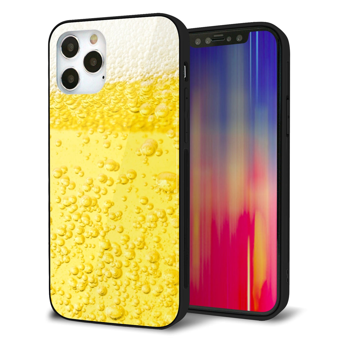 iPhone12 Pro 強化ガラス&TPUスマホケース ガラプリ【450 生ビール】