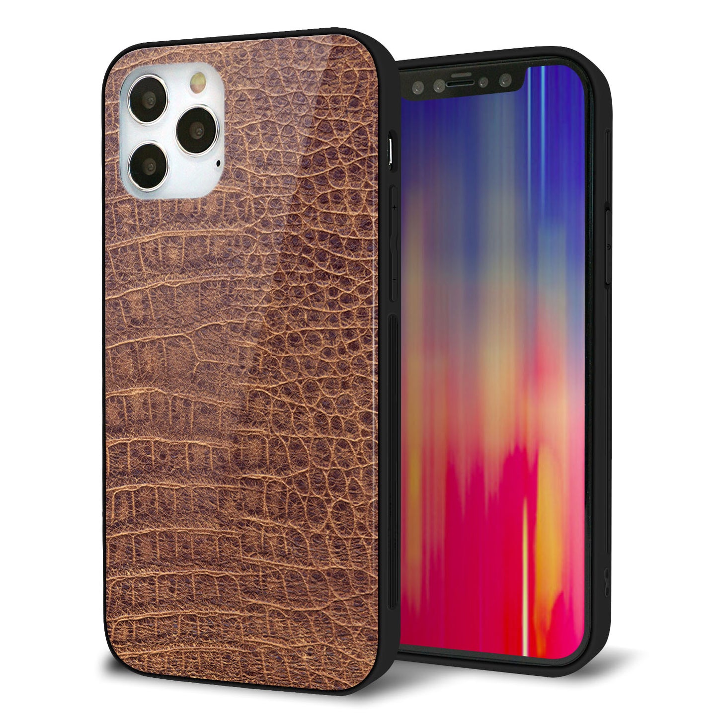 iPhone12 Pro 強化ガラス&TPUスマホケース ガラプリ【463 クロコダイル】