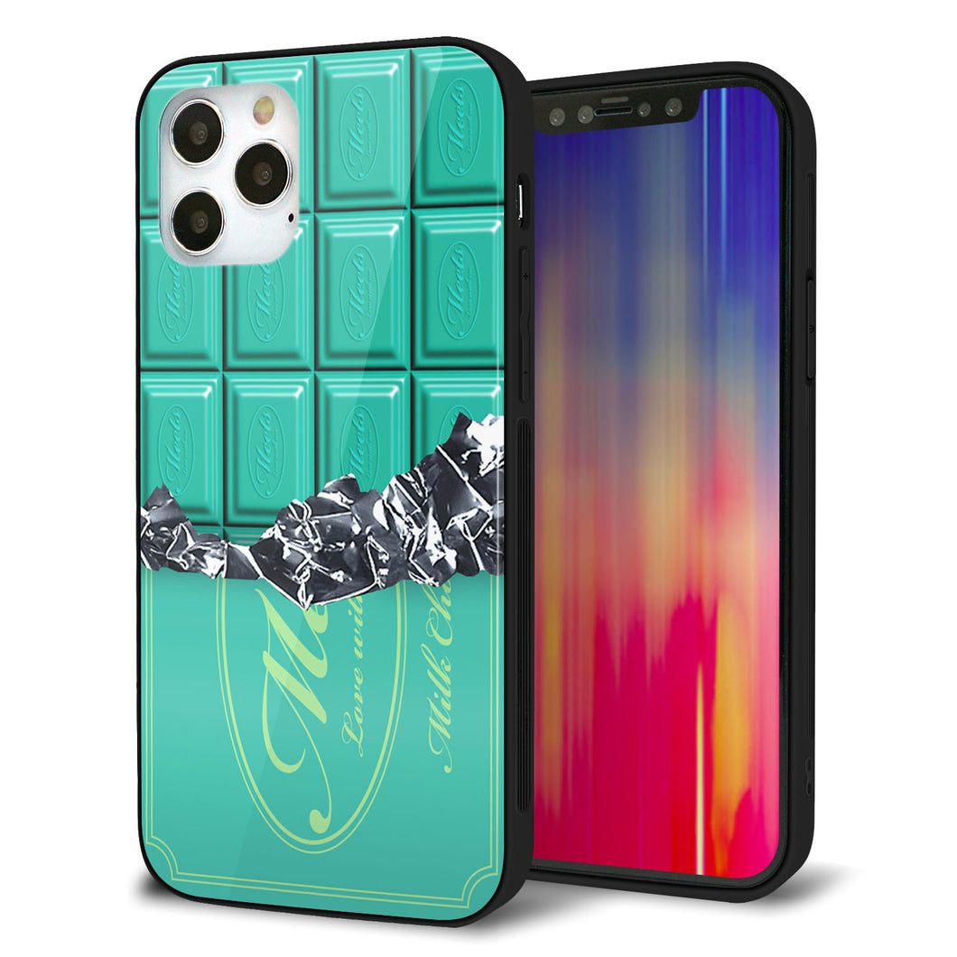iPhone12 Pro 強化ガラス&TPUスマホケース ガラプリ【554 板チョコ?ミント】