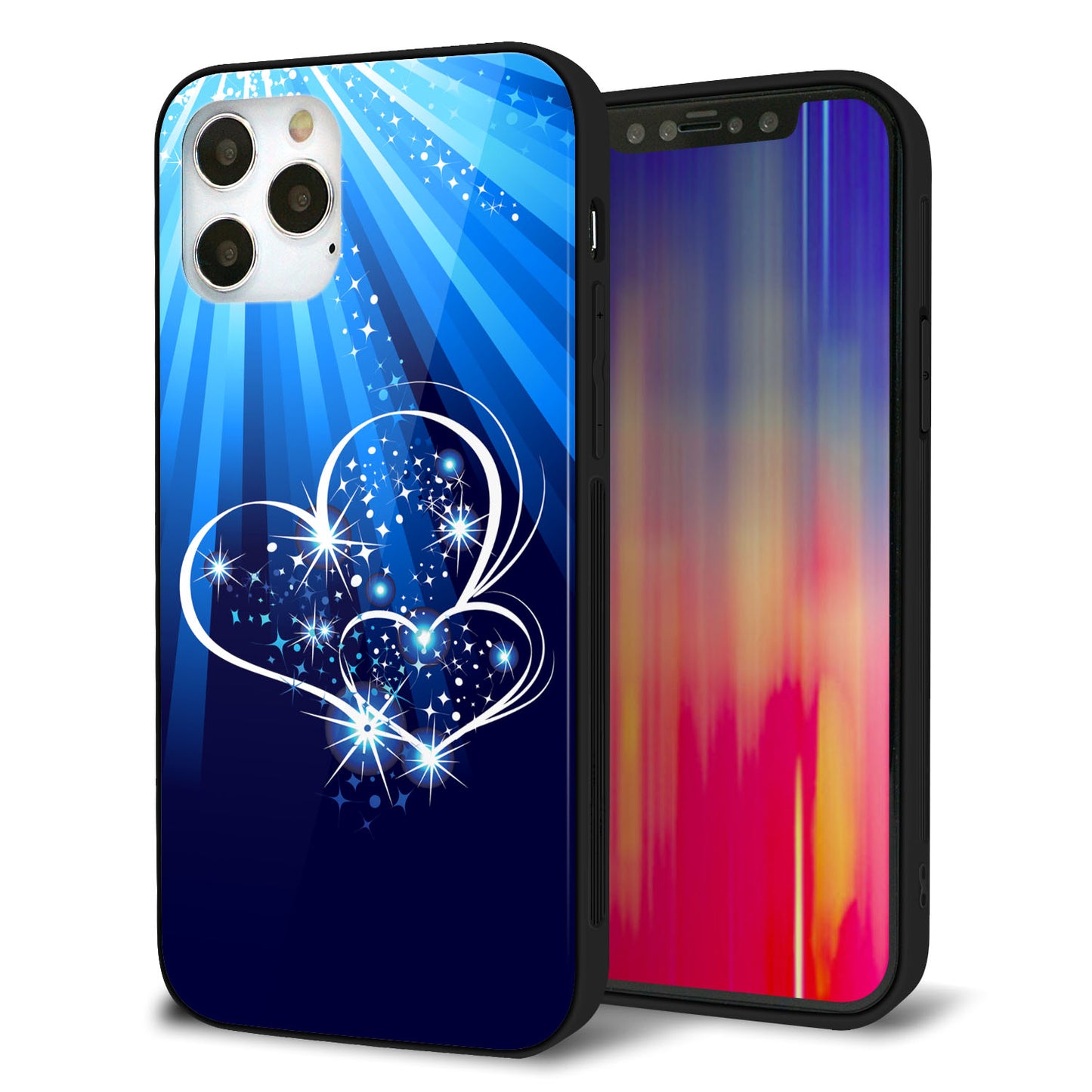 iPhone12 Pro 強化ガラス&TPUスマホケース ガラプリ【702 スイミングハート】
