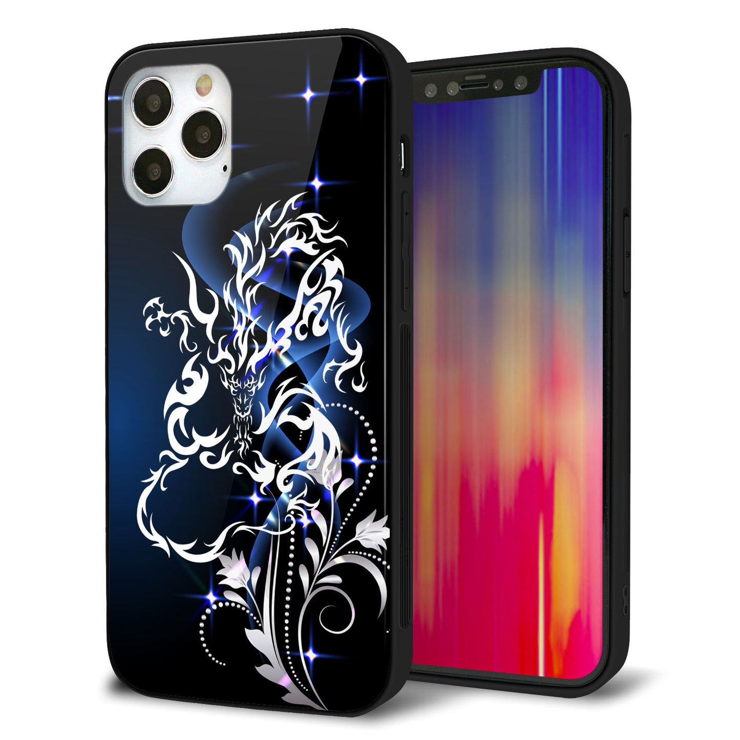 iPhone12 Pro 強化ガラス&TPUスマホケース ガラプリ【1000 闇のシェンロン】