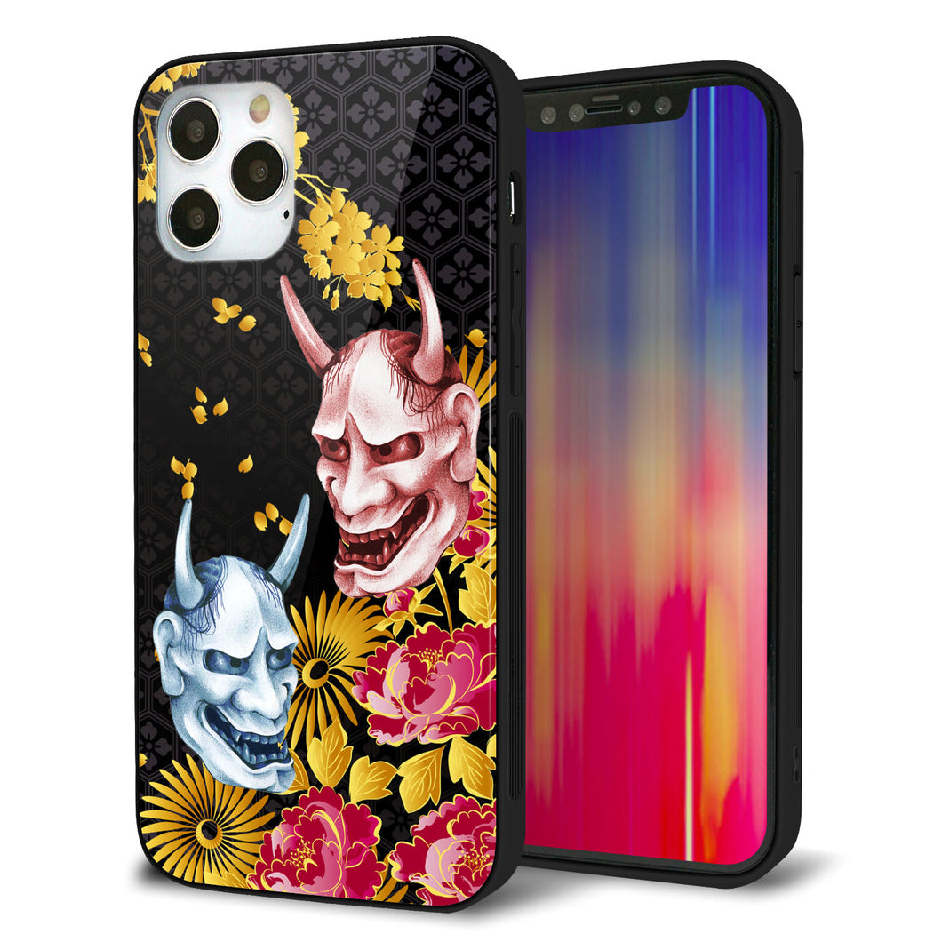 iPhone12 Pro 強化ガラス&TPUスマホケース ガラプリ【1024 般若と牡丹2】