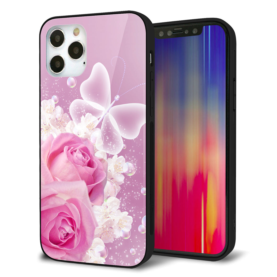 iPhone12 Pro 強化ガラス&TPUスマホケース ガラプリ【1166 ローズロマンス】