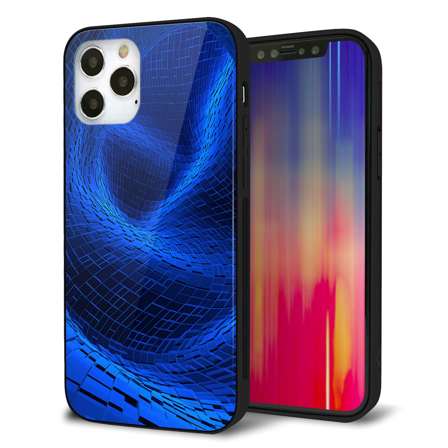 iPhone12 Pro 強化ガラス&TPUスマホケース ガラプリ【1302 ワープブルー】