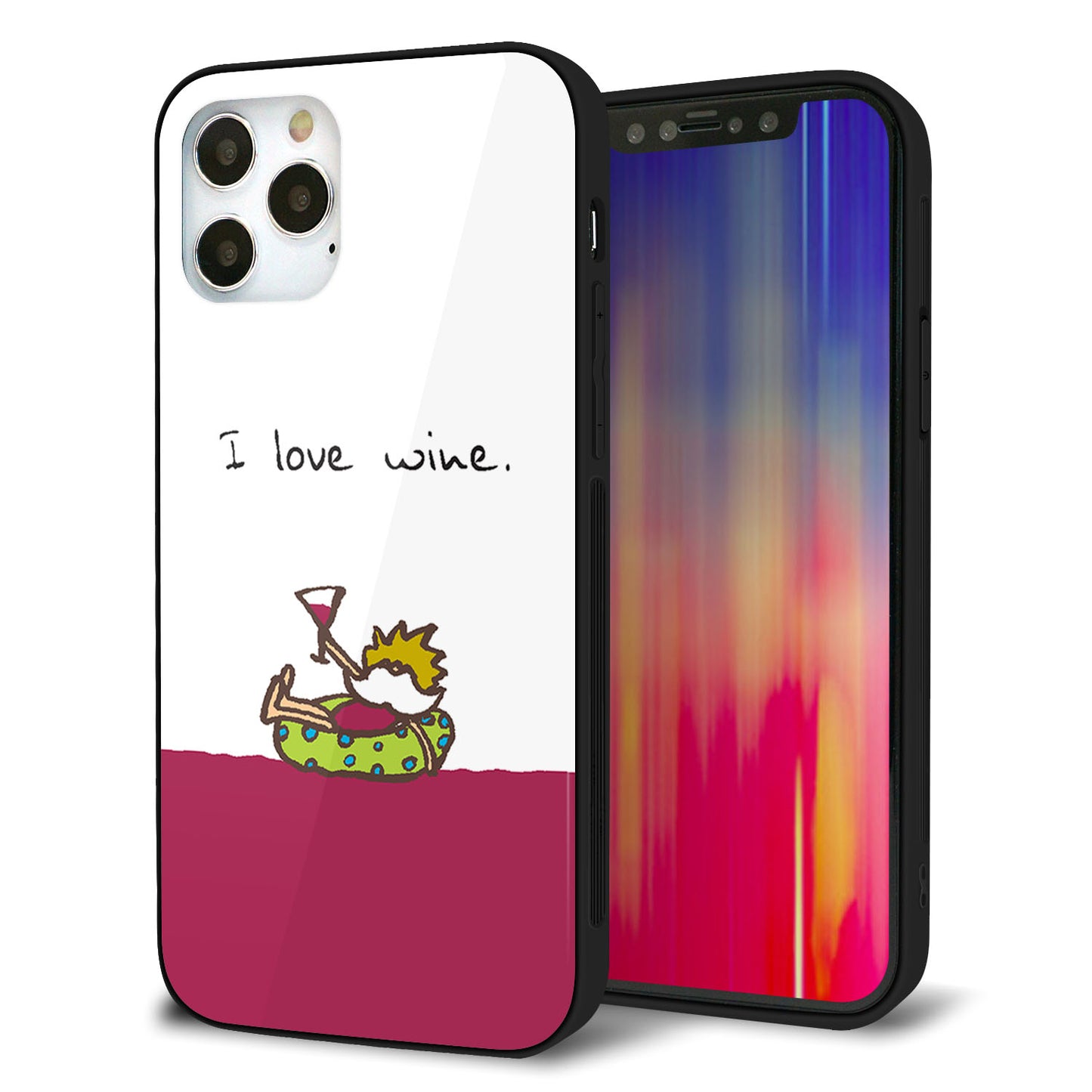 iPhone12 Pro 強化ガラス&TPUスマホケース ガラプリ【IA811 ワインの神様】