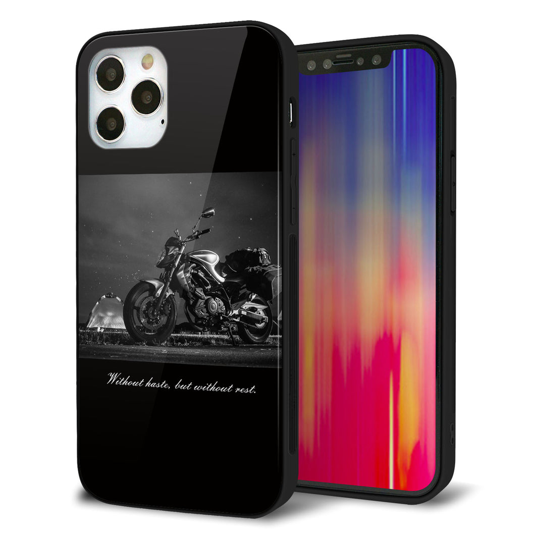 iPhone12 Pro 強化ガラス&TPUスマホケース ガラプリ【KM879 バイク】