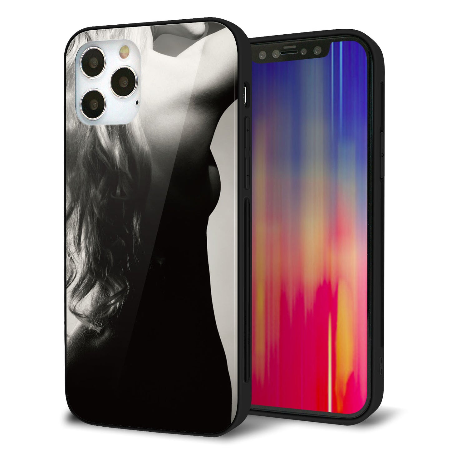 iPhone12 Pro 強化ガラス&TPUスマホケース ガラプリ【KM890 バックスタイル】