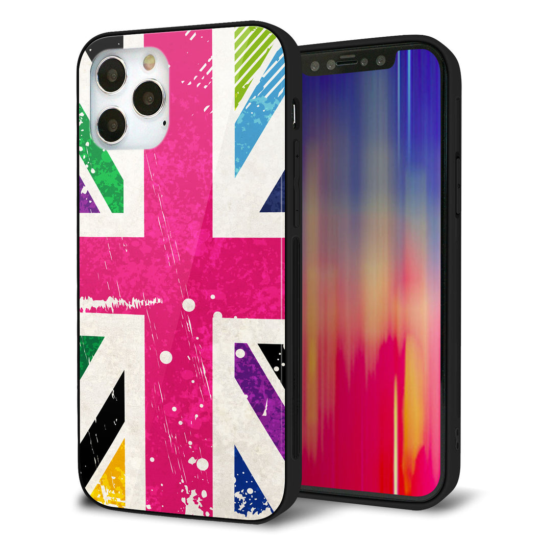 iPhone12 Pro 強化ガラス&TPUスマホケース ガラプリ【SC806 ユニオンジャック ピンクビンテージ】