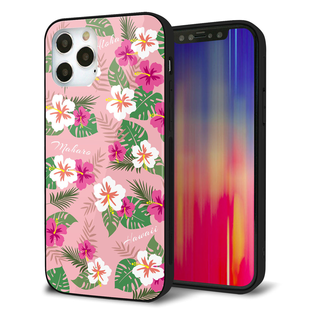 iPhone12 Pro 強化ガラス&TPUスマホケース ガラプリ【SC882 ハワイアンアロハレトロ(ピンク)】