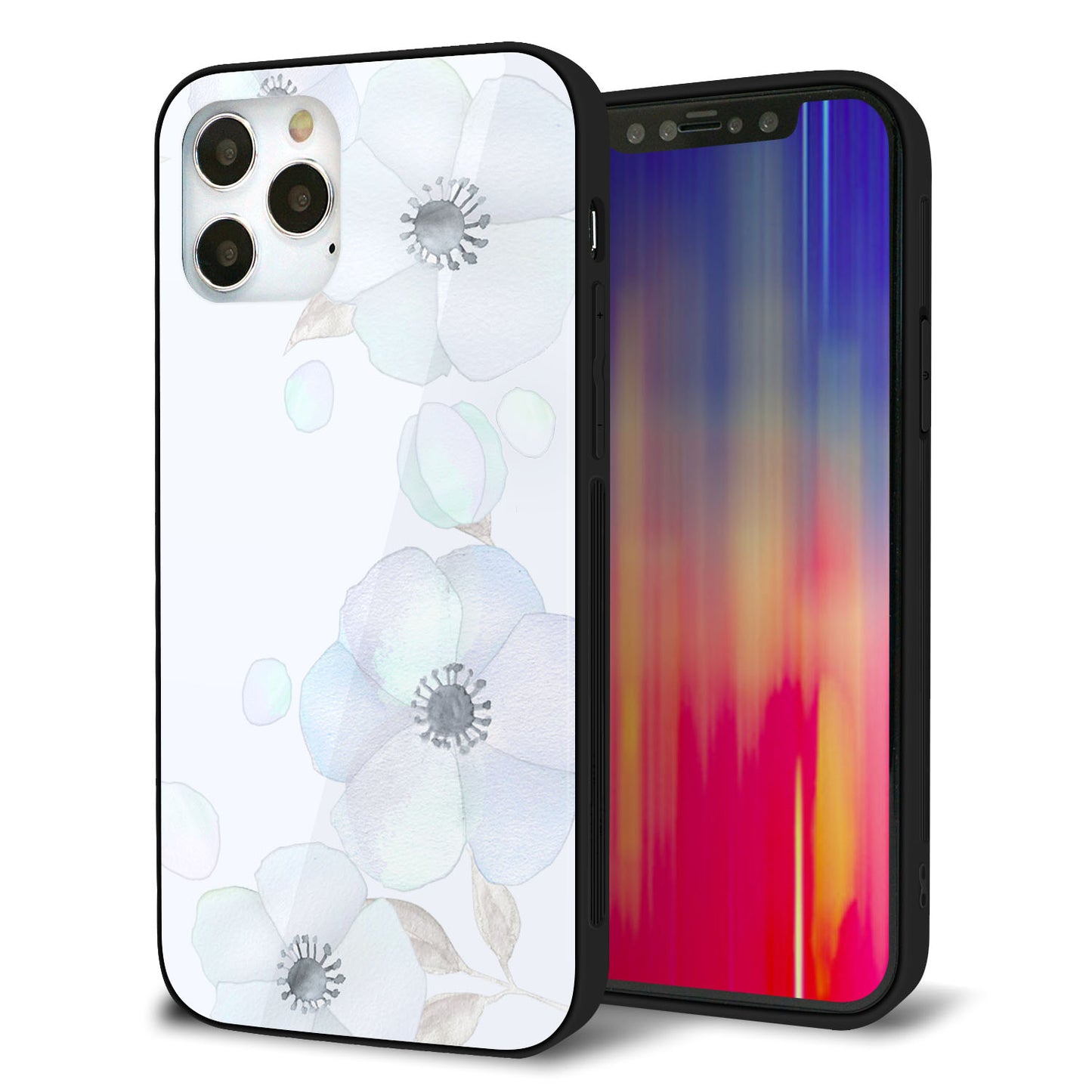 iPhone12 Pro 強化ガラス&TPUスマホケース ガラプリ【SC951 ドゥ・フルール(エンジェルブルー)】