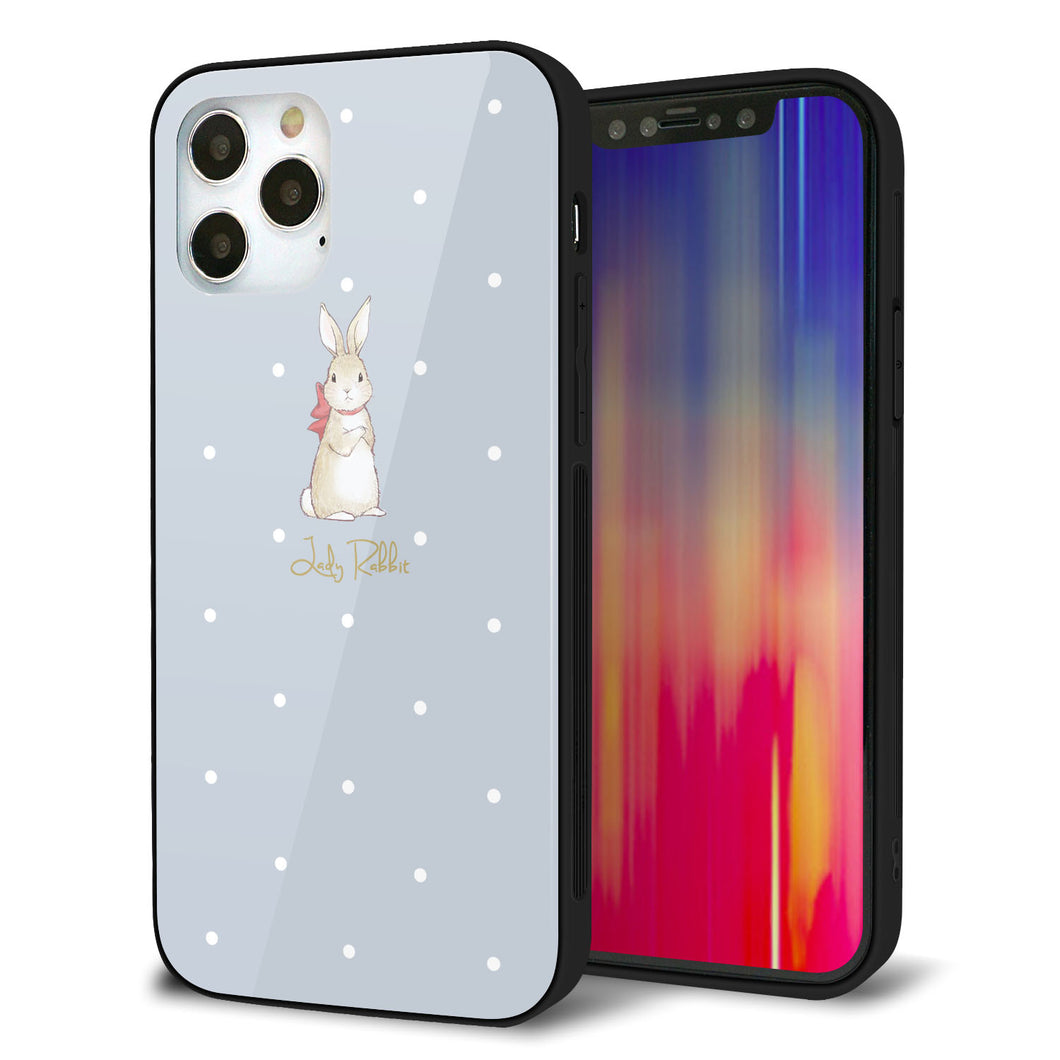 iPhone12 Pro 強化ガラス&TPUスマホケース ガラプリ【SC967 Lady Rabbit ブルーグレイ ガラプリhp】