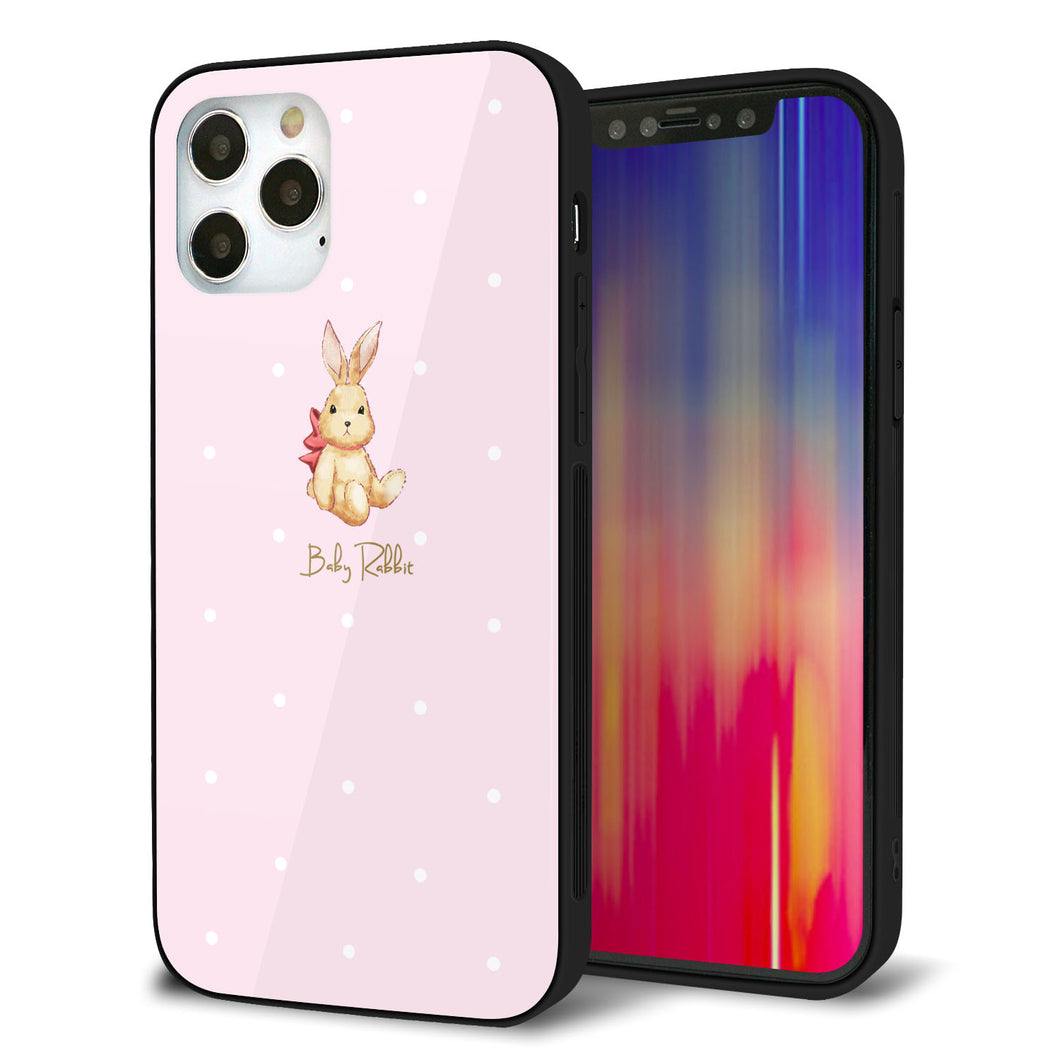 iPhone12 Pro 強化ガラス&TPUスマホケース ガラプリ【SC978 Baby Rabbit ピンク ガラプリ】