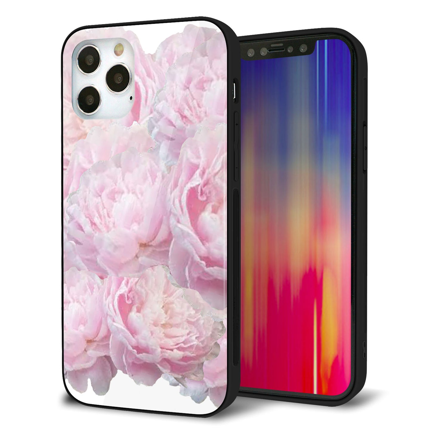iPhone12 Pro 強化ガラス&TPUスマホケース ガラプリ【YI885 フラワー6】