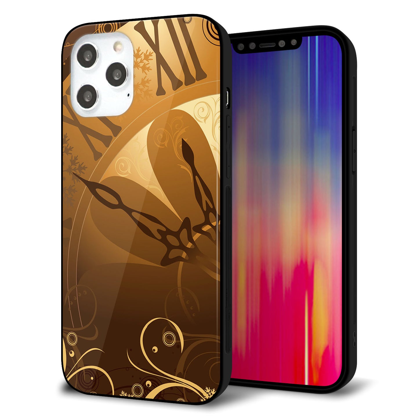 iPhone12 Pro Max 強化ガラス&TPUスマホケース ガラプリ【185 時を刻む針】