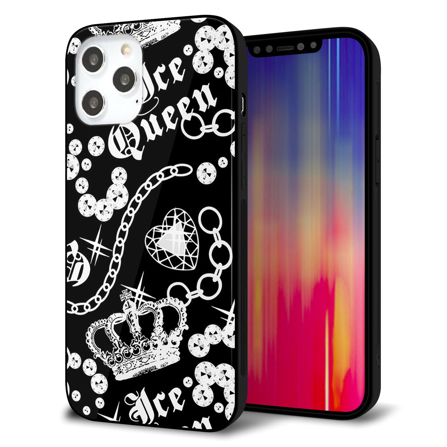 iPhone12 Pro Max 強化ガラス&TPUスマホケース ガラプリ【187 ゴージャス クラウン】