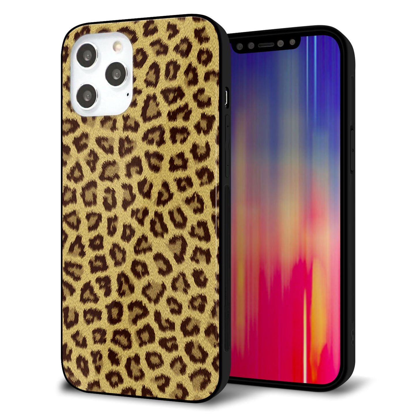 iPhone12 Pro Max 強化ガラス&TPUスマホケース ガラプリ【1065 ヒョウ柄ベーシックSゴールド】
