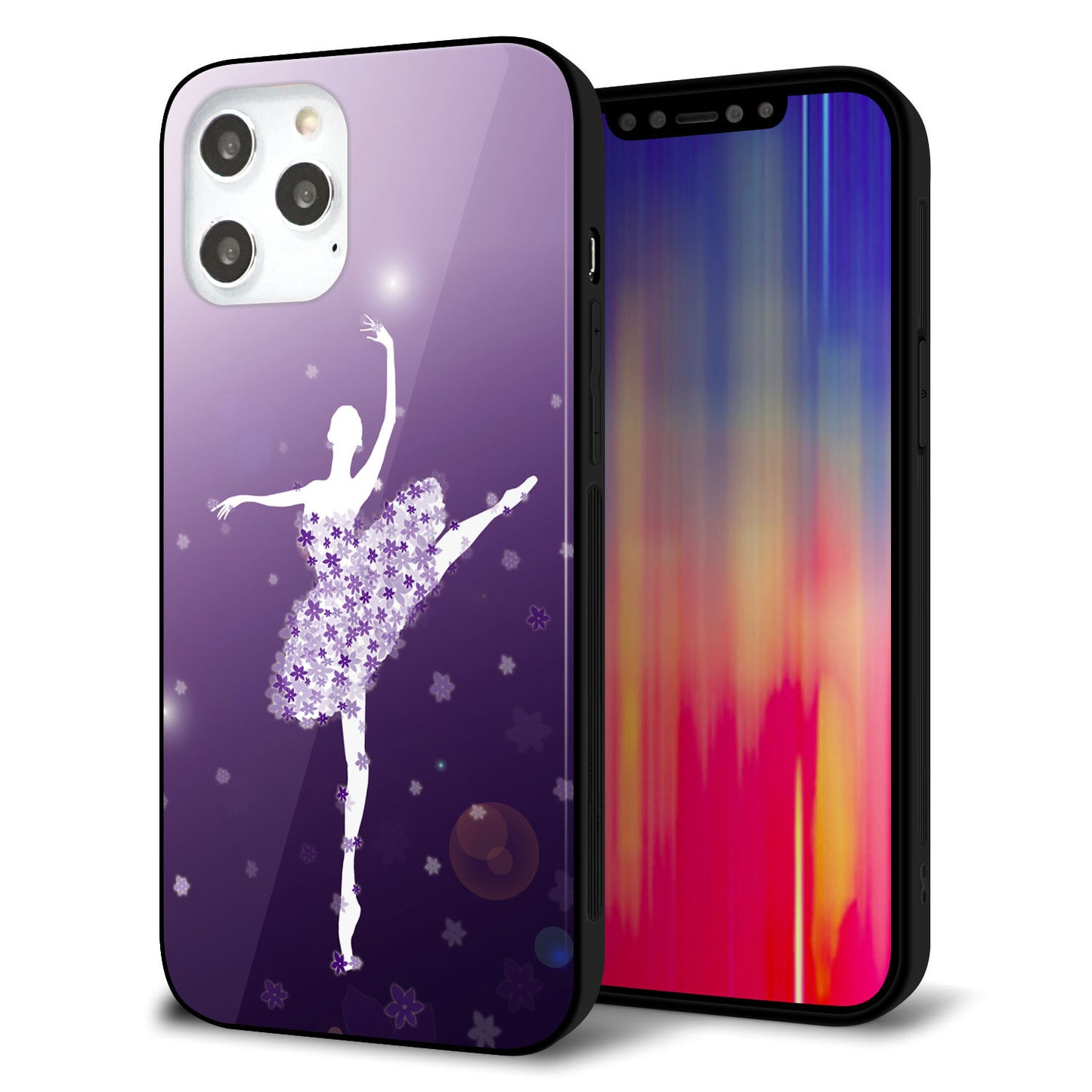 iPhone12 Pro Max 強化ガラス&TPUスマホケース ガラプリ【1256 バレリーナ】
