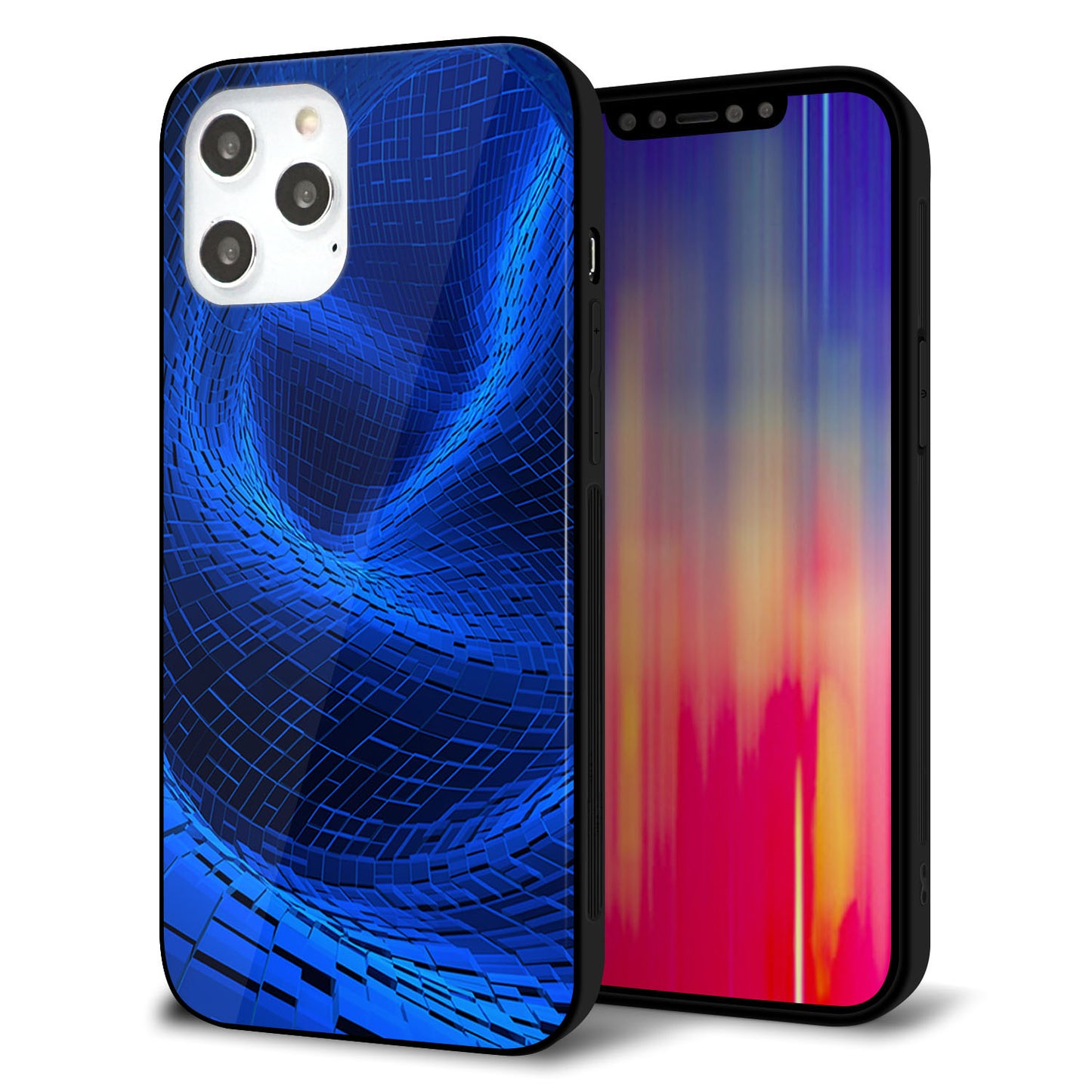 iPhone12 Pro Max 強化ガラス&TPUスマホケース ガラプリ【1302 ワープブルー】
