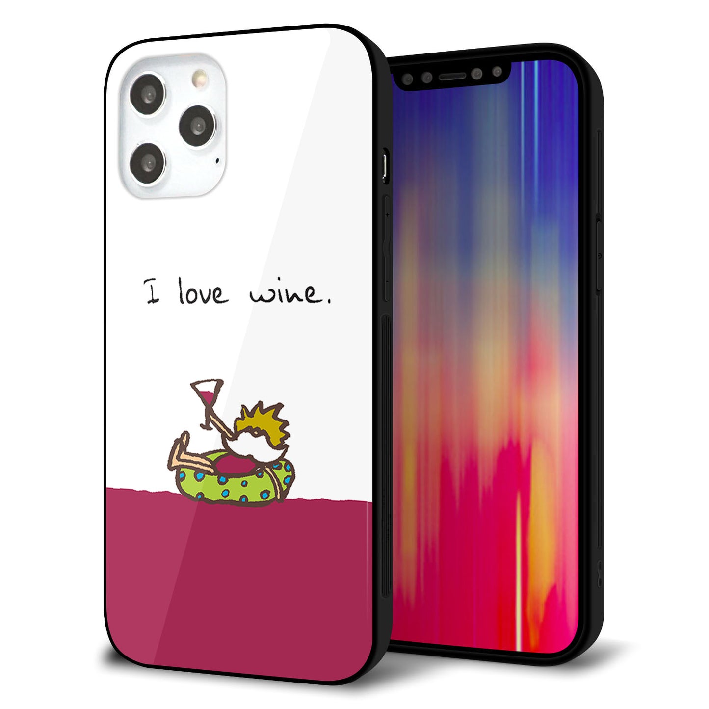iPhone12 Pro Max 強化ガラス&TPUスマホケース ガラプリ【IA811 ワインの神様】