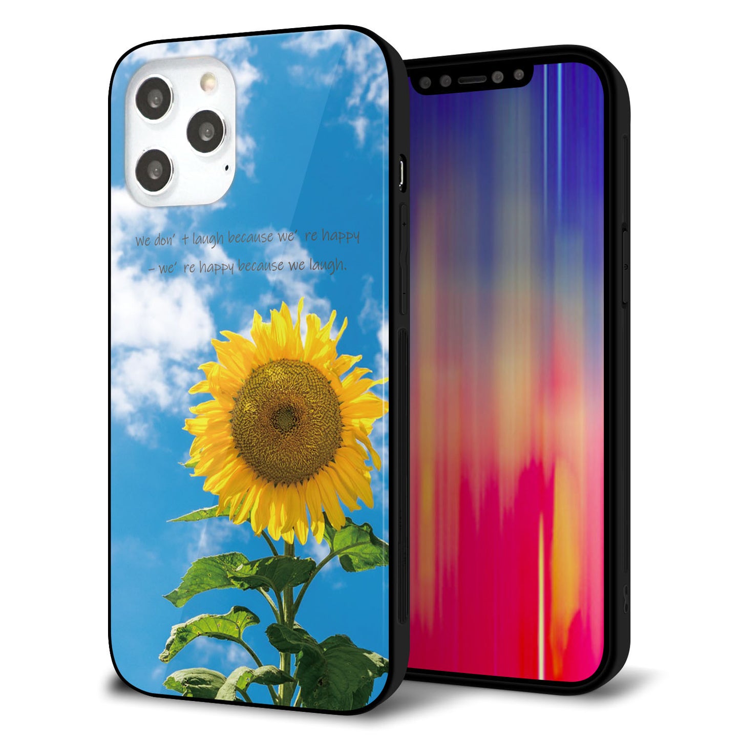 iPhone12 Pro Max 強化ガラス&TPUスマホケース ガラプリ【KM877 ヒマワリ】