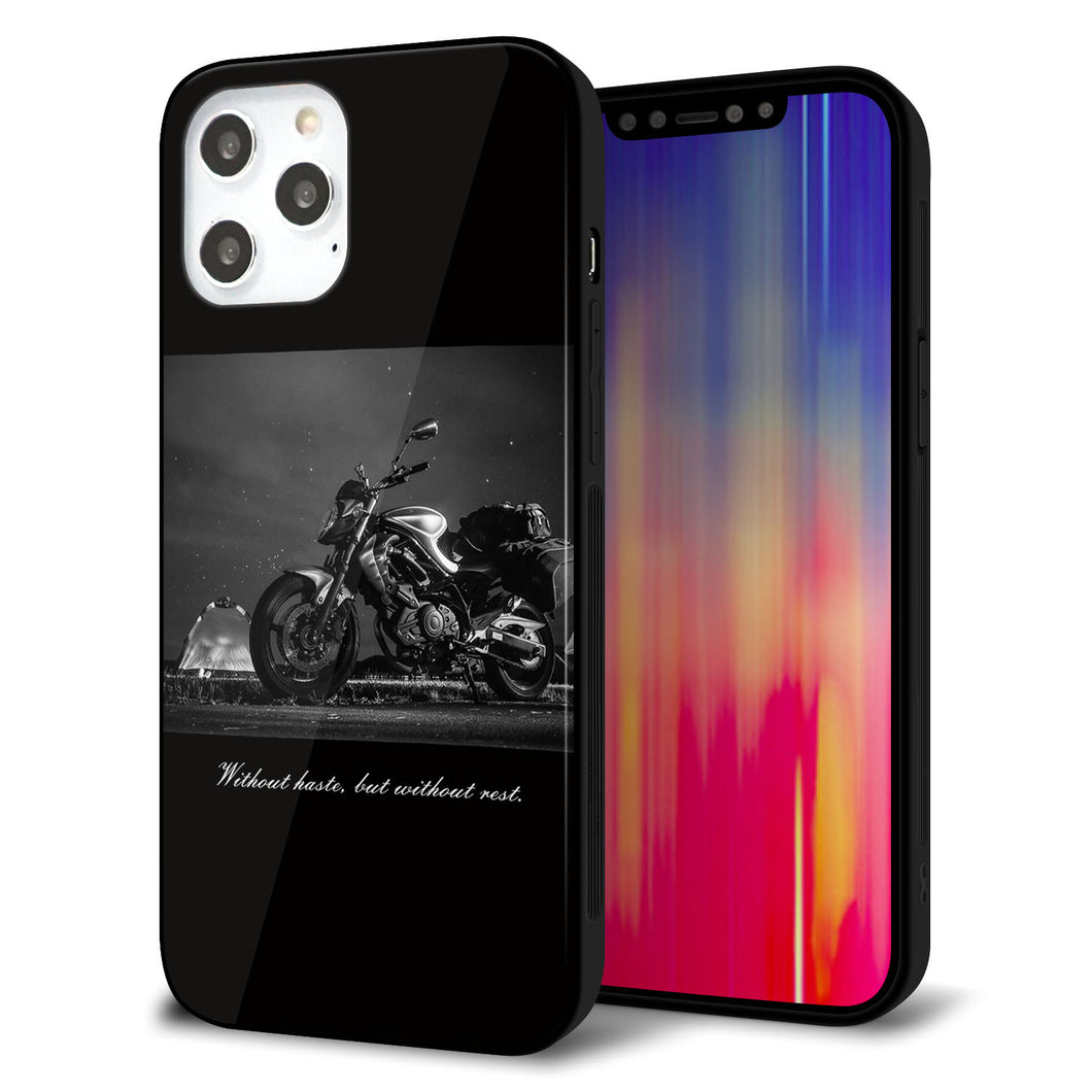 iPhone12 Pro Max 強化ガラス&TPUスマホケース ガラプリ【KM879 バイク】