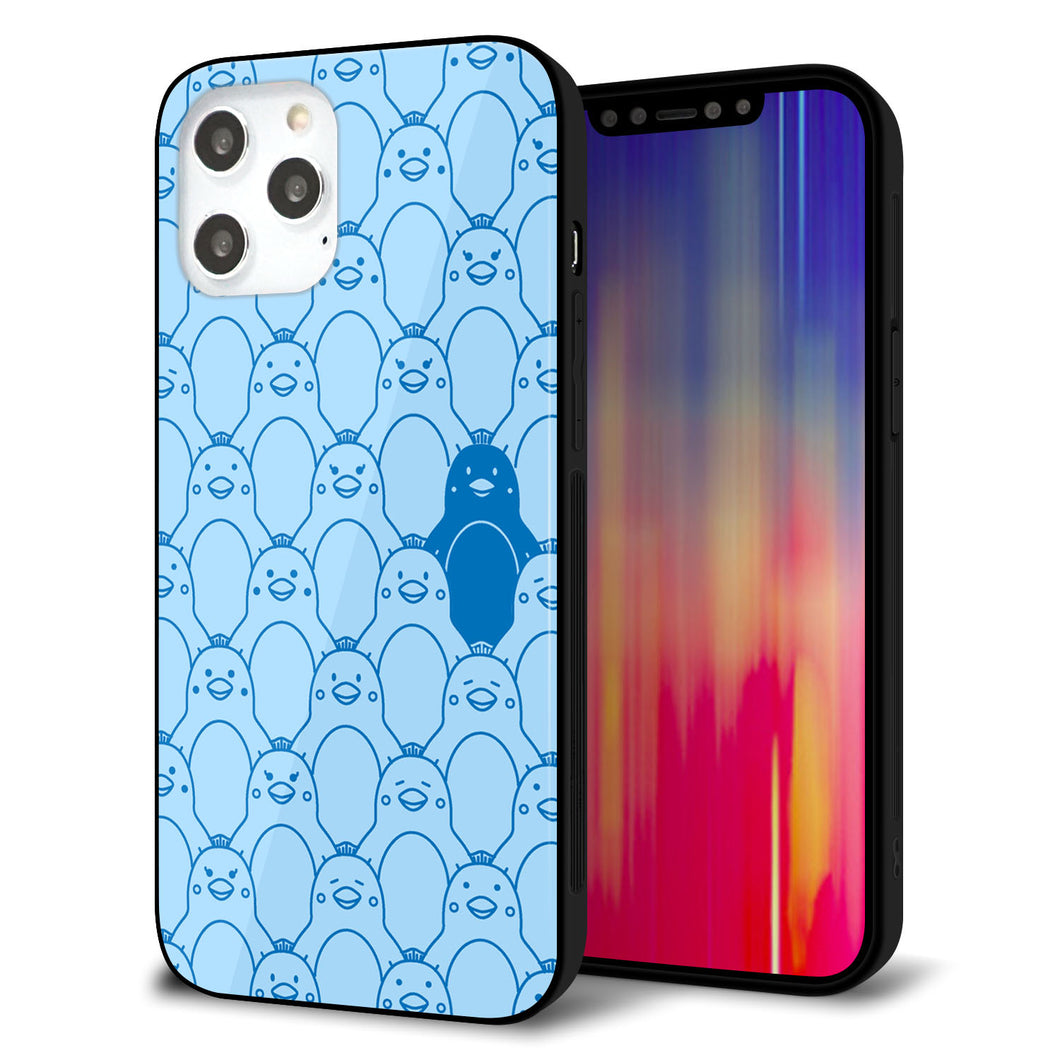 iPhone12 Pro Max 強化ガラス&TPUスマホケース ガラプリ【MA917 パターン ペンギン】